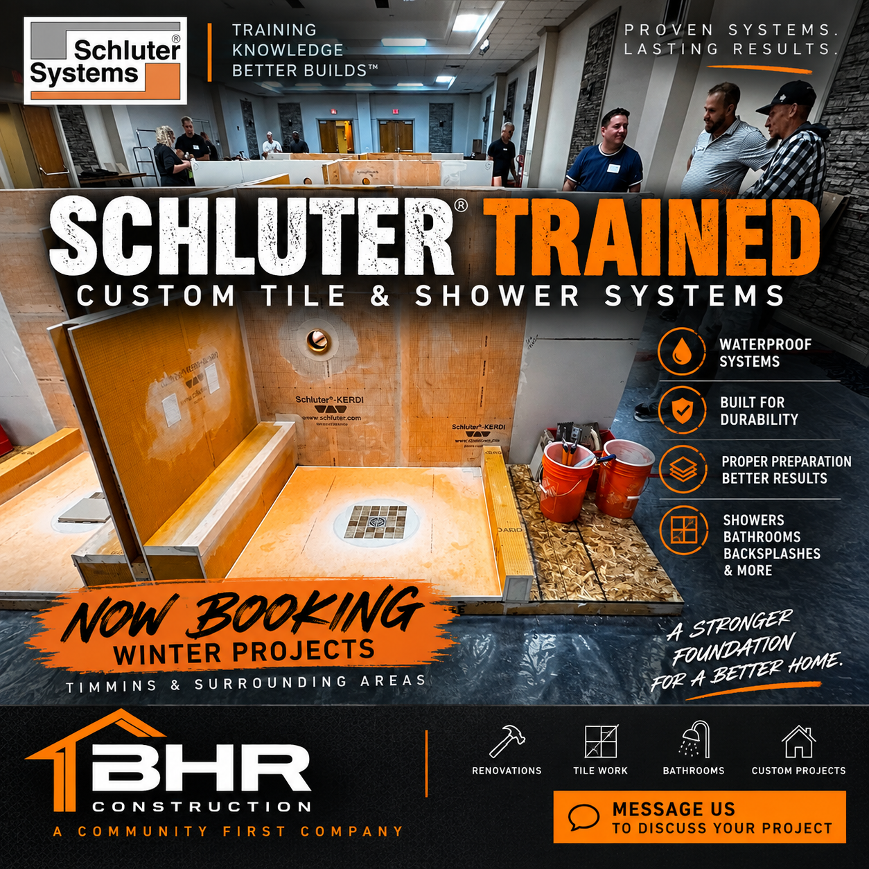 BHR Construction Schluter trained tile services